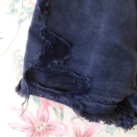 🦌 Abercrombie & Fitch Distressed Ripped Black Shorts - Picture 6 of 14